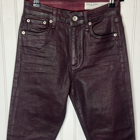 Rag & Bone Nina High Rise Skinny in Coated Plum Size 24 NWT - Picture 2 of 16